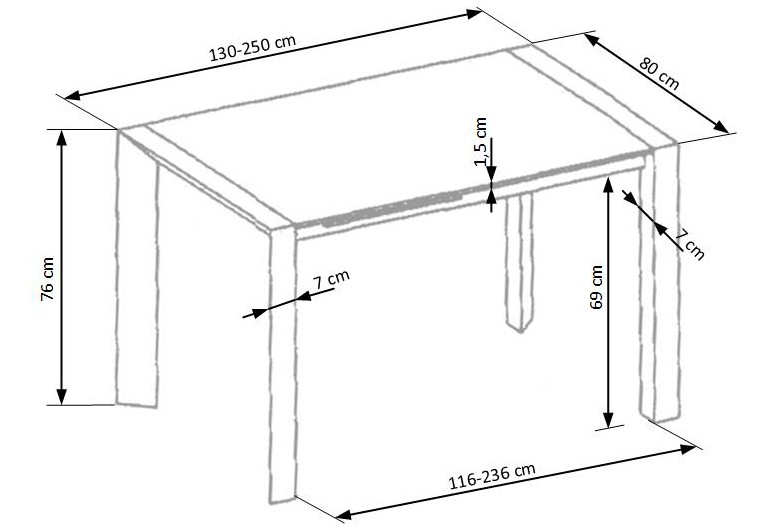 Stół rozkładany 130-250 Stanford XL