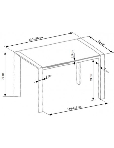 Stół rozkładany 130-250 Stanford XL