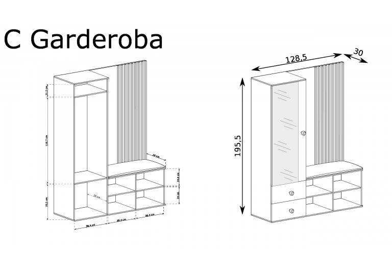 Garderoba z siedziskiem Cali