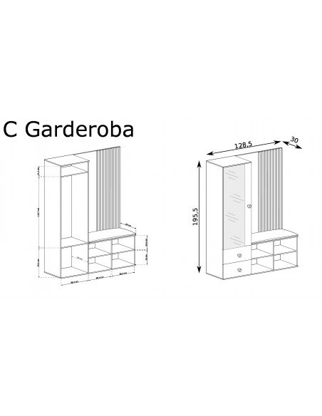 Garderoba z siedziskiem Cali
