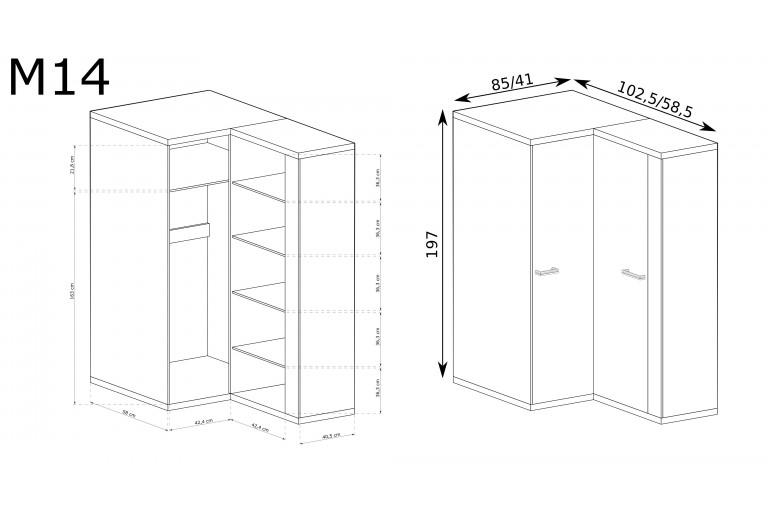 Szafa narożna Mediolan M-14