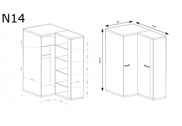 Szafa narożna Natural N-14