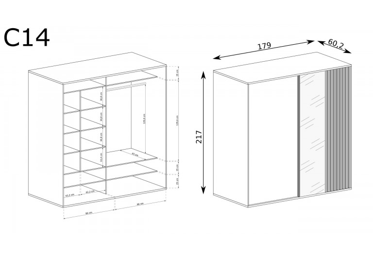 Szafa z lustrem Cali C-14