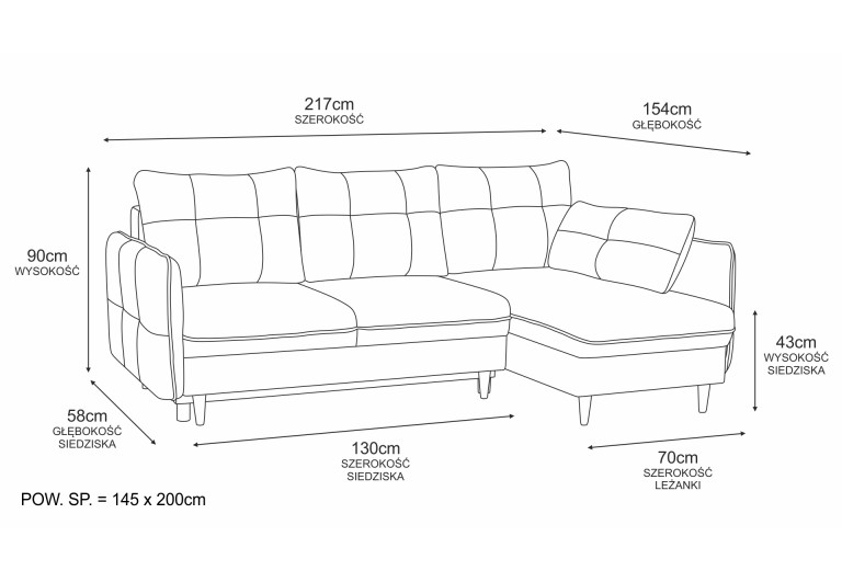 Narożnik z funkcją spania ARIEL