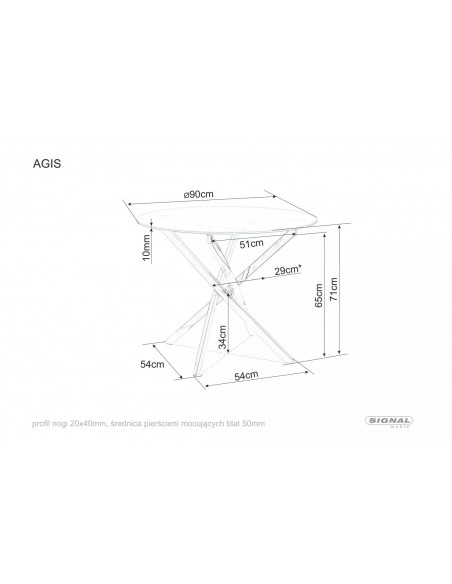 Stół okrągły szklany 90 Agis