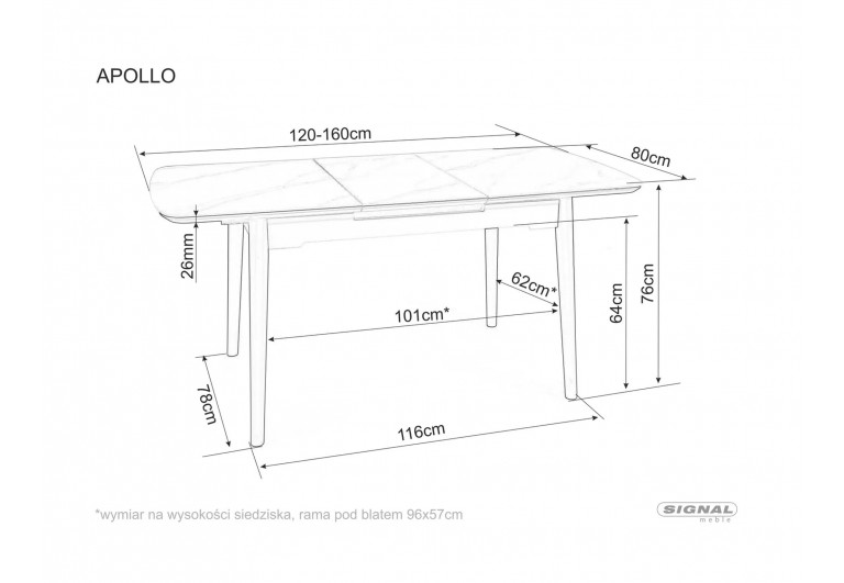 Stół rozkładany 120-160 Apollo