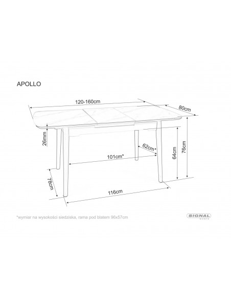 Stół rozkładany 120-160 Apollo