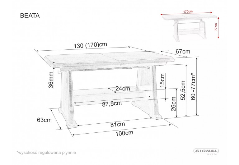 Ławostół rozkładany Kasztan Beata