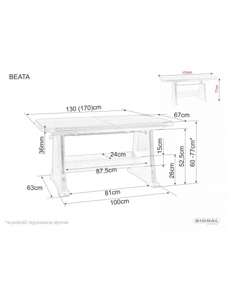 Ławostół rozkładany Kasztan Beata