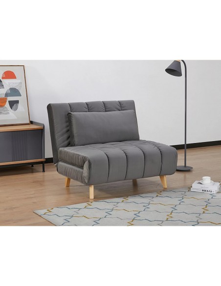 Fotel rozkładany Billy Szary Velvet