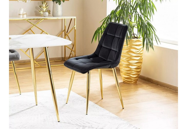 Krzesło Chic Złoty Czarny Velvet