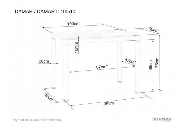 Stół szklany szary 100 Damar
