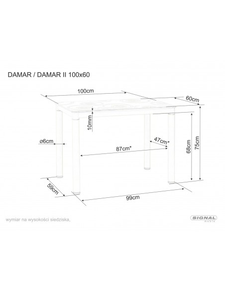 Stół szklany szary 100 Damar