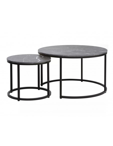 Zestaw 2 ław okrągłych Czarne Dion