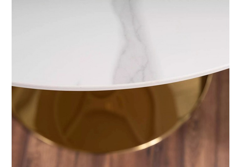 Stół okrągły 90 Biało-Złoty Espero