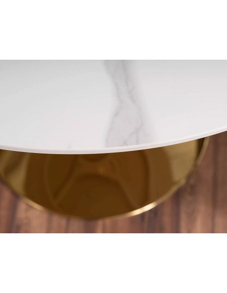 Stół okrągły 90 Biało-Złoty Espero