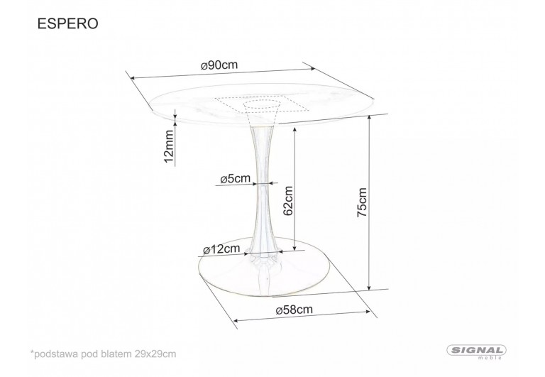 Stół okrągły 90 Biało-Złoty Espero