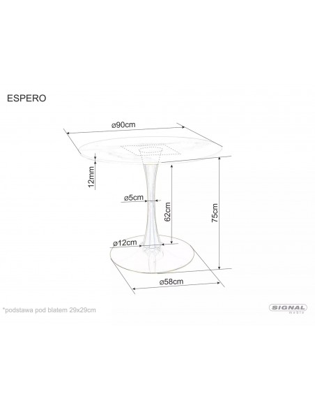 Stół okrągły 90 Biało-Złoty Espero