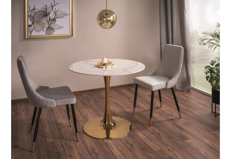 Stół okrągły 90 Biało-Złoty Espero