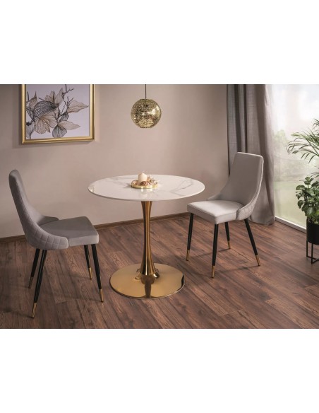 Stół okrągły 90 Biało-Złoty Espero