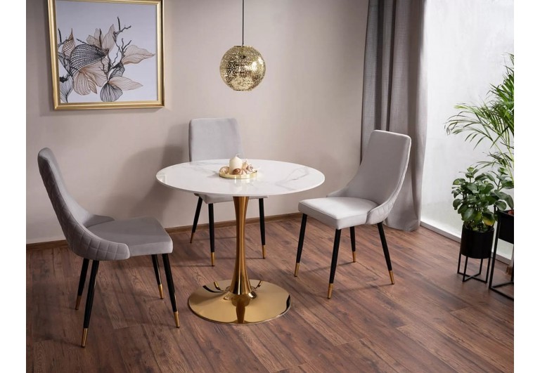 Stół okrągły 90 Biało-Złoty Espero