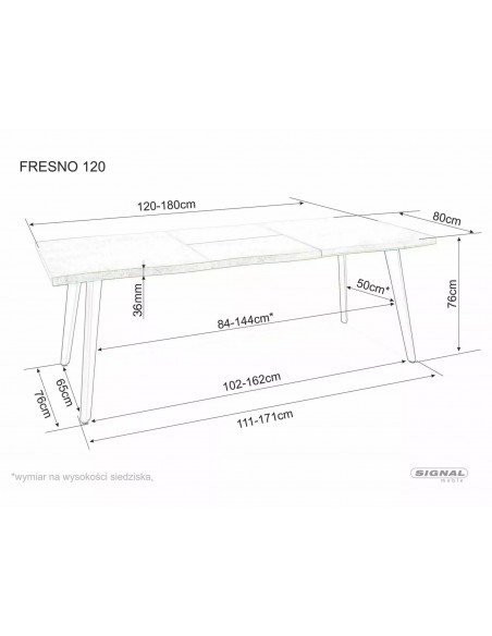 Stół rozkładany 120-180 Dąb Artisan Fresno