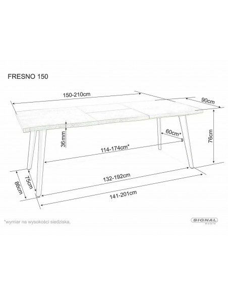 Stół rozkładany 150-210 Dąb Artisan Fresno