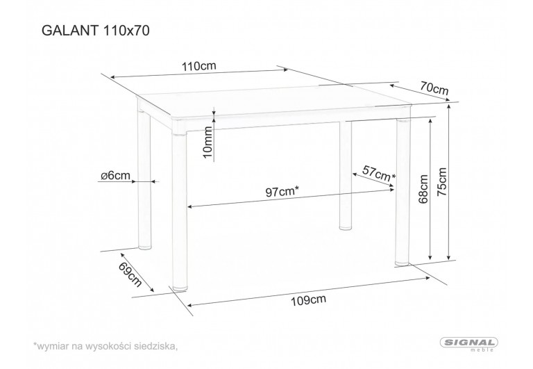 Stół szklany 110 Kremowy Galant