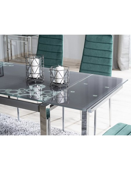 Stół rozkładany szklany 110-170 Czarny GD-017