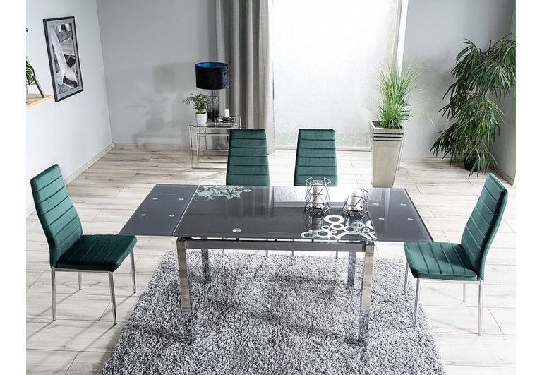 Stół rozkładany szklany 110-170 Czarny GD-017