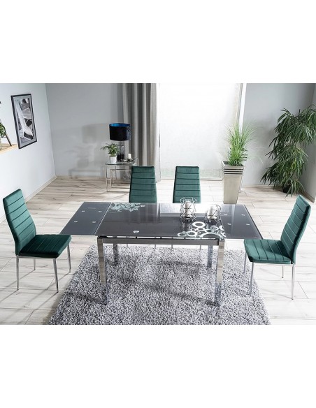 Stół rozkładany szklany 110-170 Czarny GD-017