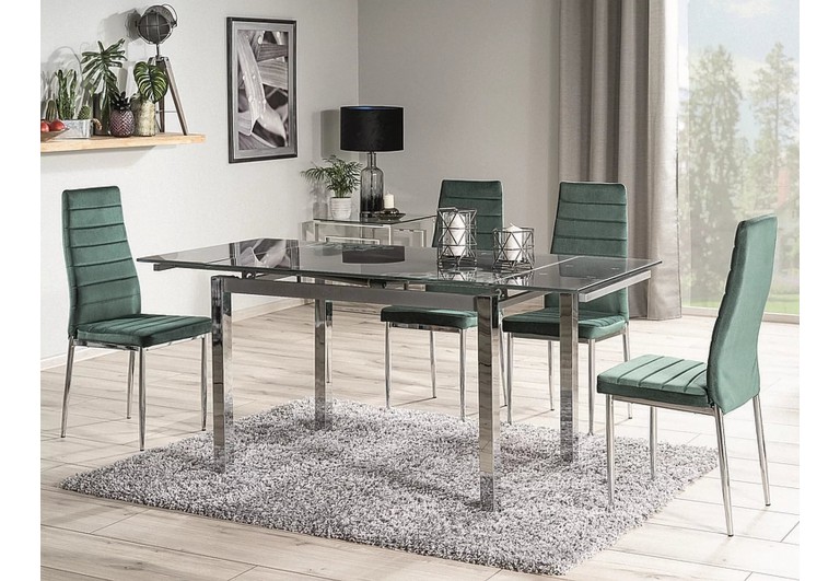 Stół rozkładany szklany 110-170 Czarny GD-017