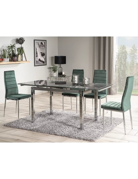 Stół rozkładany szklany 110-170 Czarny GD-017