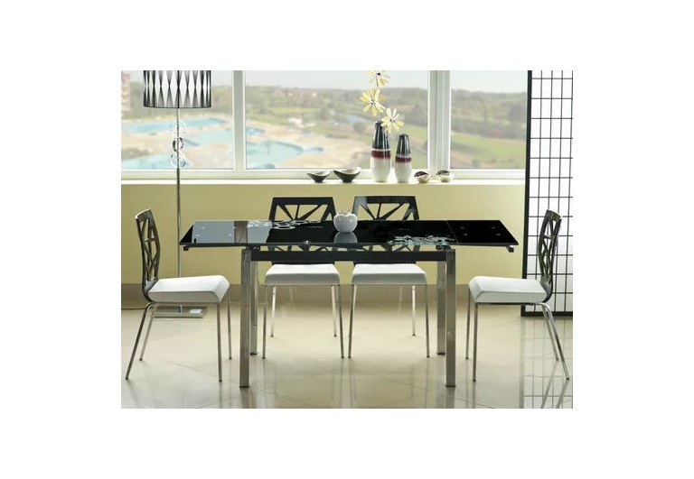 Stół rozkładany szklany 110-170 Czarny GD-017