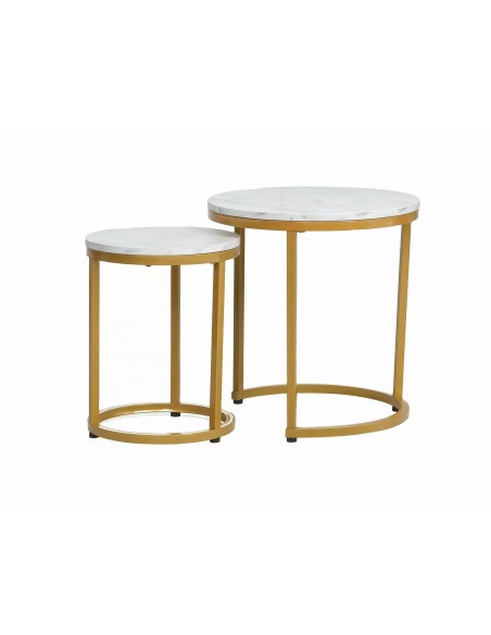 Zestaw ław okrągłych Hola Biało-Złote