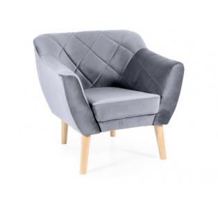 Fotel Karo 1 Velvet Szary Bukowe Nogi
