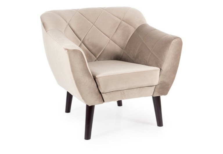 Fotel Karo 1 Velvet Ciemny Beż Nogi Wenge
