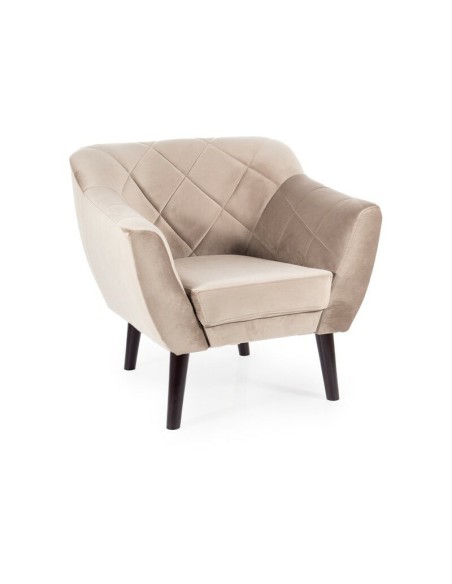 Fotel Karo 1 Velvet Ciemny Beż Nogi Wenge