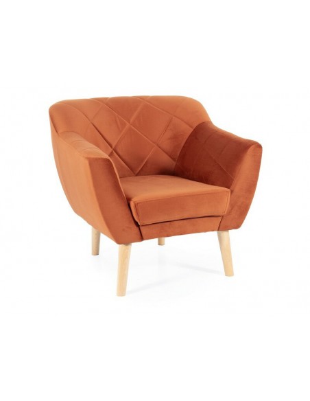 Fotel Karo 1 Velvet Cynamonowy Bukowe Nogi