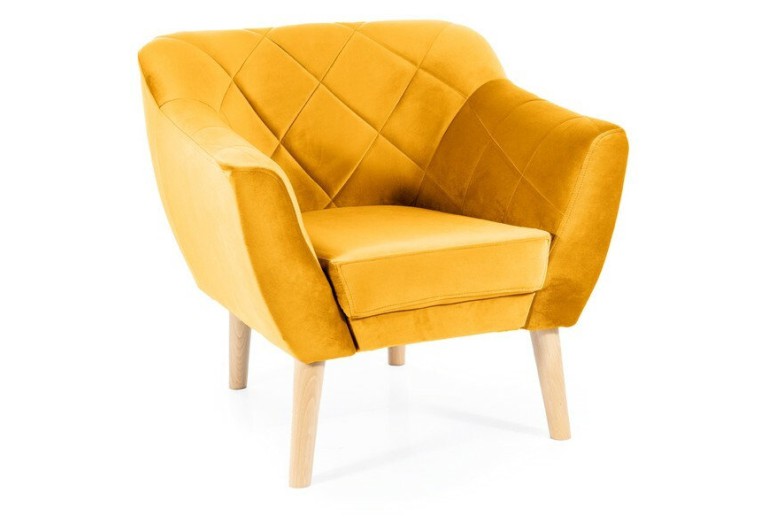 Fotel Karo 1 Velvet Curry Bukowe Nogi