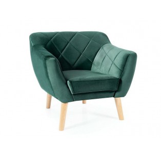 Fotel Karo 1 Velvet Zielony Bukowe Nogi