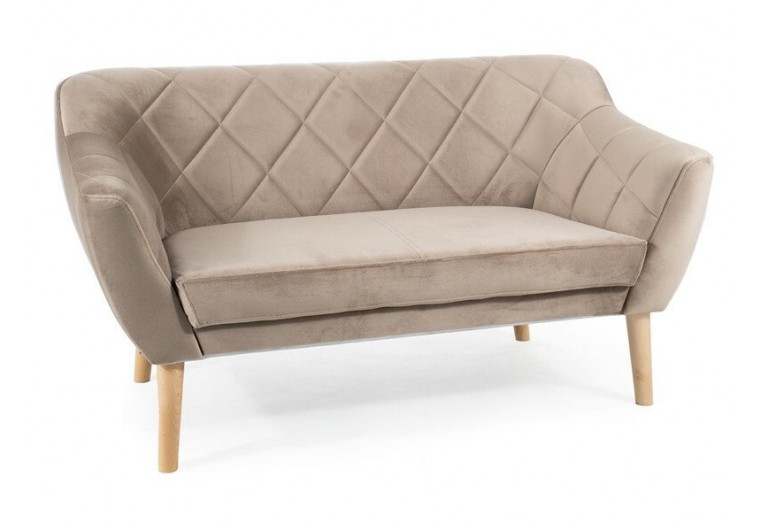 Sofa Karo 2 Velvet Ciemny Beż Bukowe Nogi