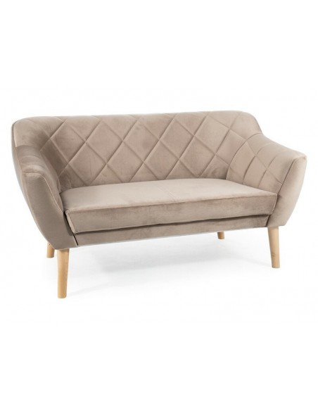 Sofa Karo 2 Velvet Ciemny Beż Bukowe Nogi