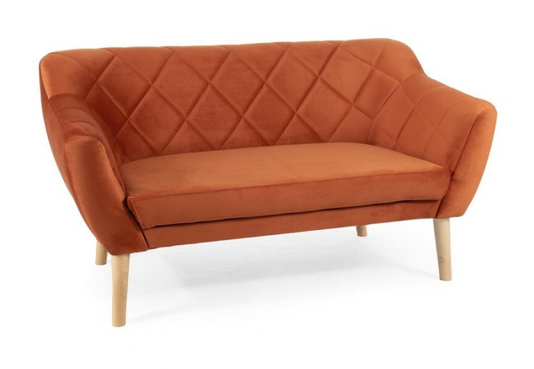 Sofa Karo 2 Velvet Cynamonowy Bukowe Nogi