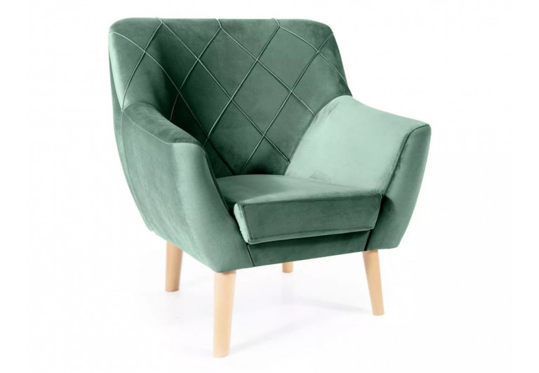 Fotel Kier 1 Velvet Zielony Nogi Bukowe