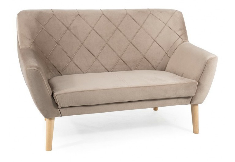 Sofa Kier 2 Velvet Ciemny Beżowy Nogi Bukowe
