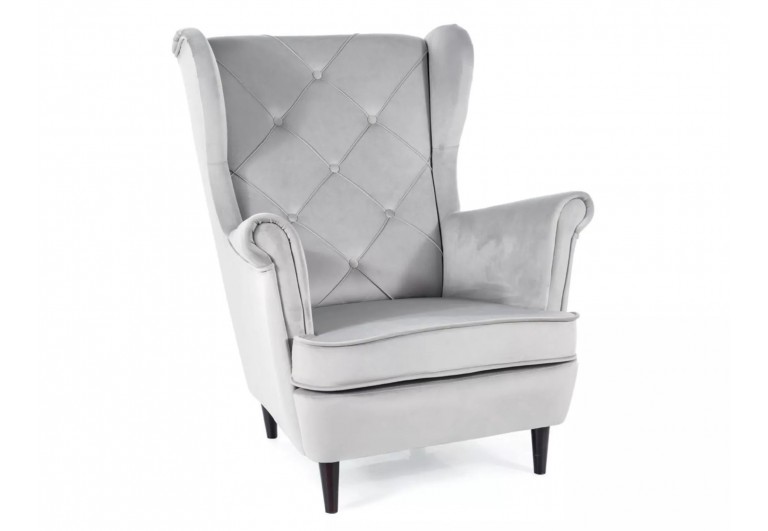 Fotel uszak Lady Velvet Jasny Szary