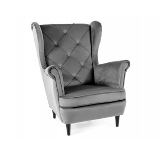 Fotel uszak Lady Velvet Szary