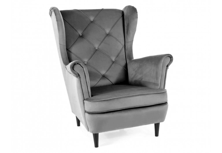 Fotel uszak Lady Velvet Szary