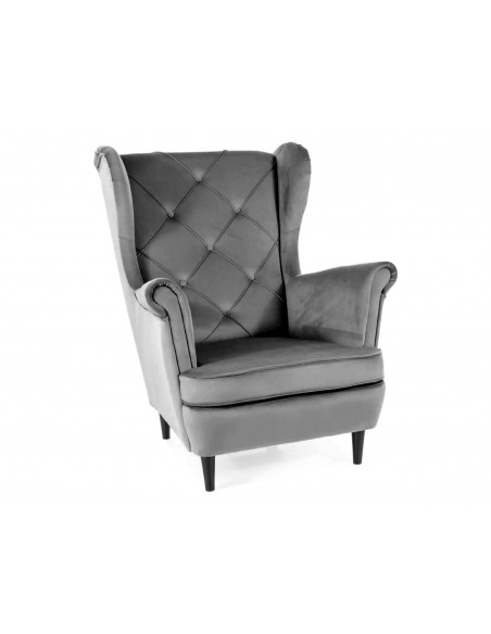 Fotel uszak Lady Velvet Szary